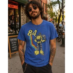 Vintage Retro Hasbro Transformers 84 T-Shirt Light Blue Mens Throwback New Small